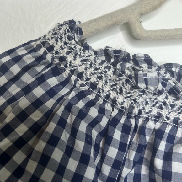 Madewell Smocked Gingham Off-the-Shoulder Top Blue Size XS - Picture 5 of 6